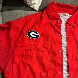 Columbia Red UGA Fishing Shirt